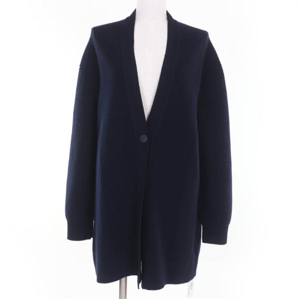 美品　HERMES エルメス　ニット　ロゴ　ネイビー ボタン付　カーディガン 美品 HERMES エルメス ニット ロゴ ネイビー ボタン付 カーディガン