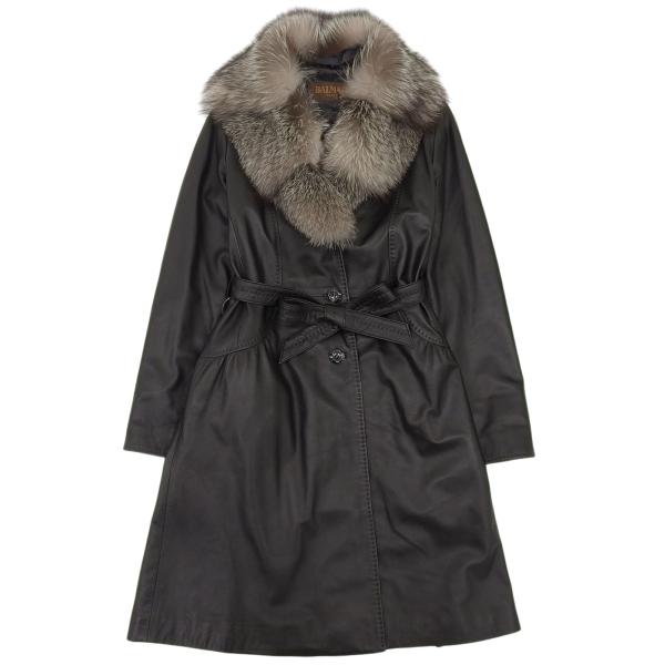 BALMAIN（バルマン） 極美品△BALMAIN ベルト付き 襟シルバー