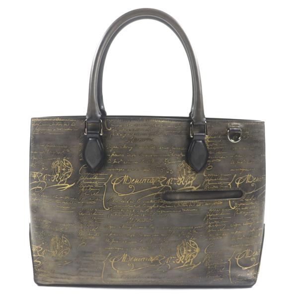 極美品▼BERLUTI ベルルッティ トゥジュール スクリットレザー カリグラフィ ゴールデンパティーヌ トートバッグ 保存袋付き メンズ 極美品▽BERLUTI ベルルッティ トゥジュール スクリットレザー