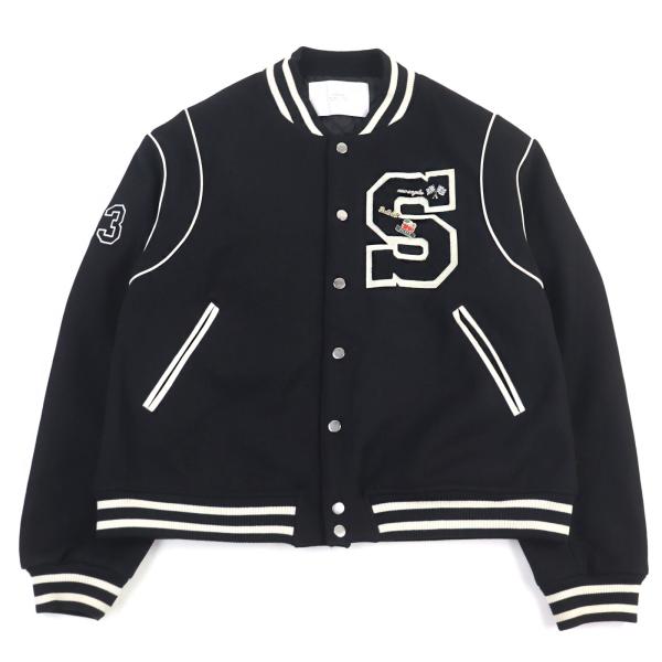 【ドンドン見直し】良品○STAMPD スタンプド 18SS SQUAD JACKET 刺繍 ピンバッジ付 バイカラー スタジャン ブラック ホワイト XL メンズ ドンドン見直し】良品○STAMPD スタンプド 18SS SQUAD JACKET 刺繍