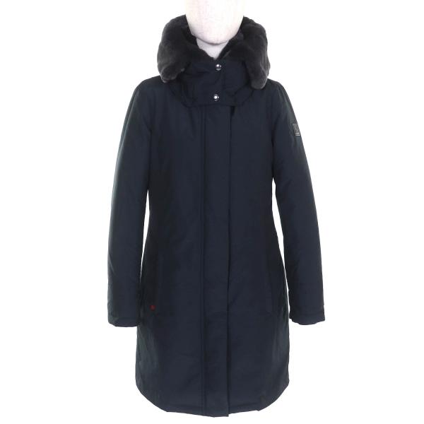 美品△WOOLRICH ウールリッチ WWCPS2807 BOW BRIDGE COAT ボウブリッジコート ラビットファー フード付 ダウンコート ネイビー XS 正規品 WOOLRICH（ウールリッチ） 美品△WOOLRICH WWCPS2807 BOW BRIDGE COAT