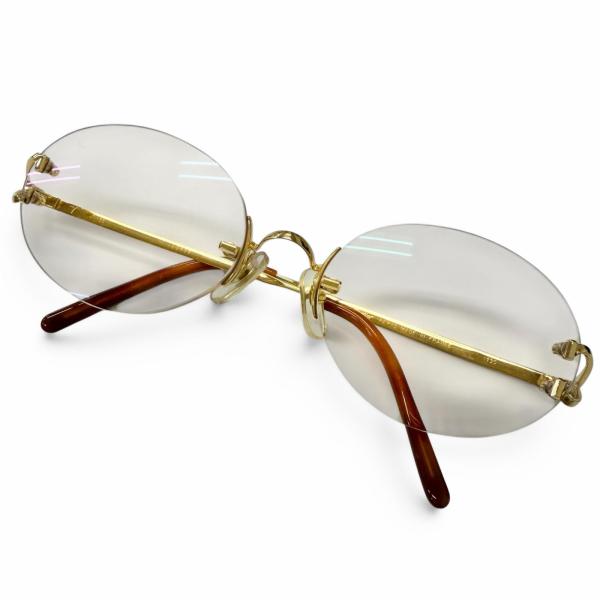 【正規品】Cartier（カルティエ）リムレスメガネフレーム Cartier（カルティエ） 美品□Cartier オーバルレンズ ツーポイント