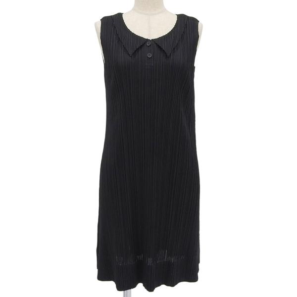 プリーツプリーズ　黒 ノースリーブ ワンピース 極美品△PLEATS PLEASE プリーツプリーズ イッセイミヤケ PP93-JK208