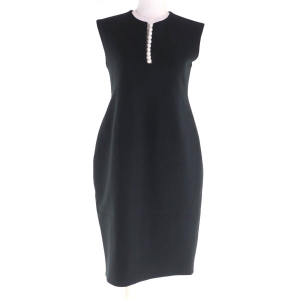 美品★YOKO CHAN ヨーコチャン YED-117-010 フェイクパール付 ノースリーブ ワンピース ブラック 36 日本製 正規品 レディース 美品☆YOKO CHAN ヨーコチャン YED-117-010 フェイクパール付