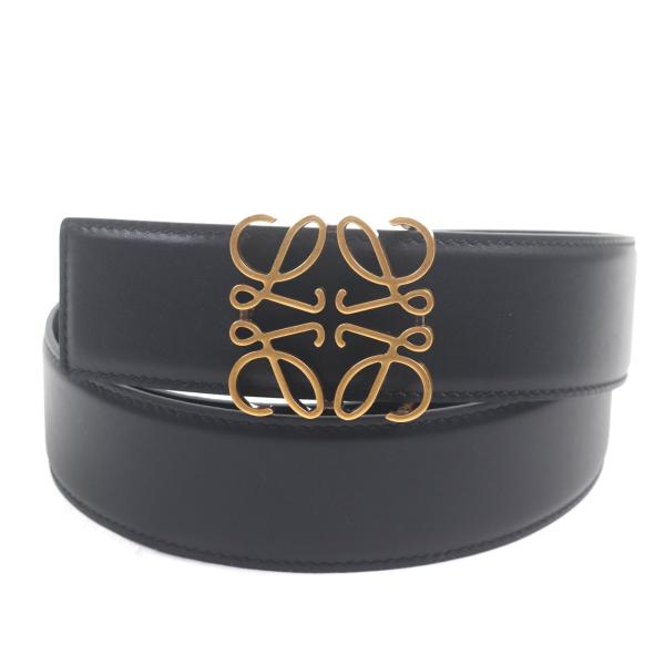 【LOEWE】アナグラム バックル レザーベルト ゴールド28-70 スペイン製 LOEWE】アナグラム バックル レザーベルト ゴールド28-70 スペイン製