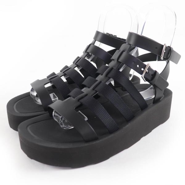 未使用品☆HERMES エルメス ジュピター レザー使い グラディエーター サンダル ブラック 37 保存袋付き イタリア製 レディース HERMES（エルメス） 未使用品☆HERMES ジュピター レザー使い