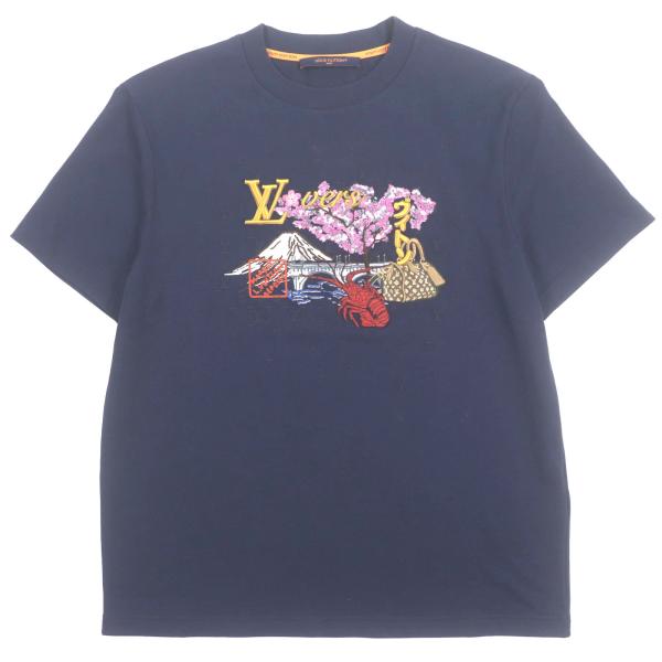 極美品▼LOUIS VUITTON NIGO ルイヴィトン ニゴ 25SS HTY78W エンブロイダリー クルーネック ショートスリーブ 半袖Ｔシャツ M 正規品 極美品▽LOUIS VUITTON NIGO ルイヴィトン ニゴ 25SS HTY78W エン