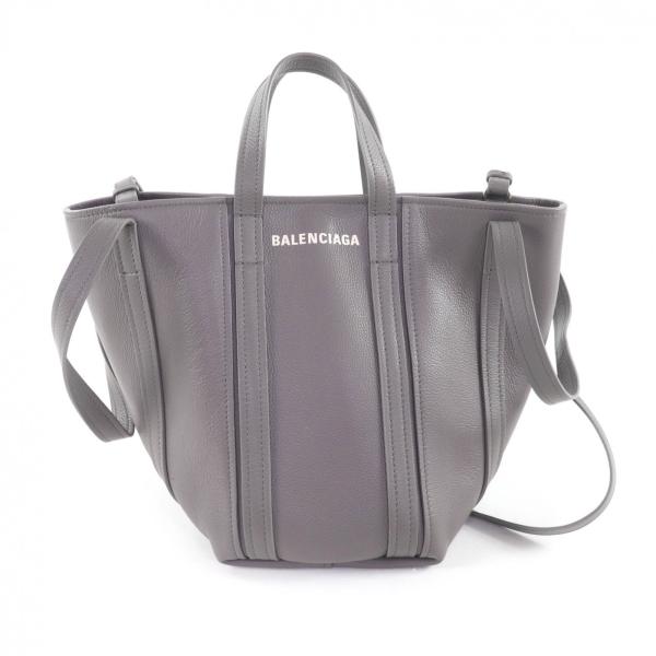 美品★BALENCIAGA バレンシアガ 672791 エブリデイ ノースサウス スモール レザー 2WAY ショルダー／ トートバッグ グレー イタリア製 brand-td-store_00047119