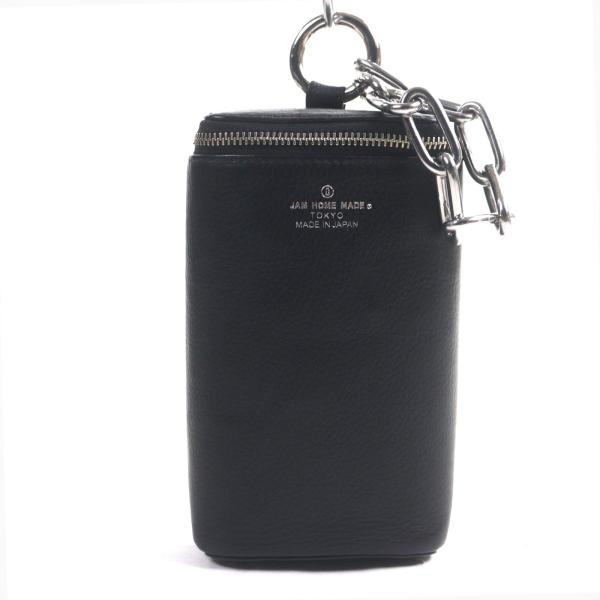 極美品▼JAM  MADE ジャムホームメイド レザー ラバーズコレクション 手ぶら ラウンドファスナー ポーチ ブラック シルバー金具 極美品▽JAM HOME MADE ジャムホームメイド レザー ラバーズ