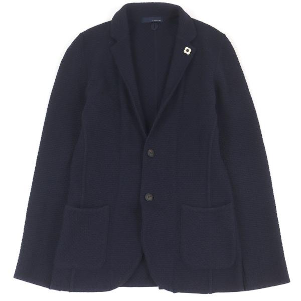 美品 LARDINI 春秋 ニットジャケット アルパカ混 ブートニエール 茶 S LARDINI（ラルディーニ） 美品□LARDINI JLLJM19 ブートニエール