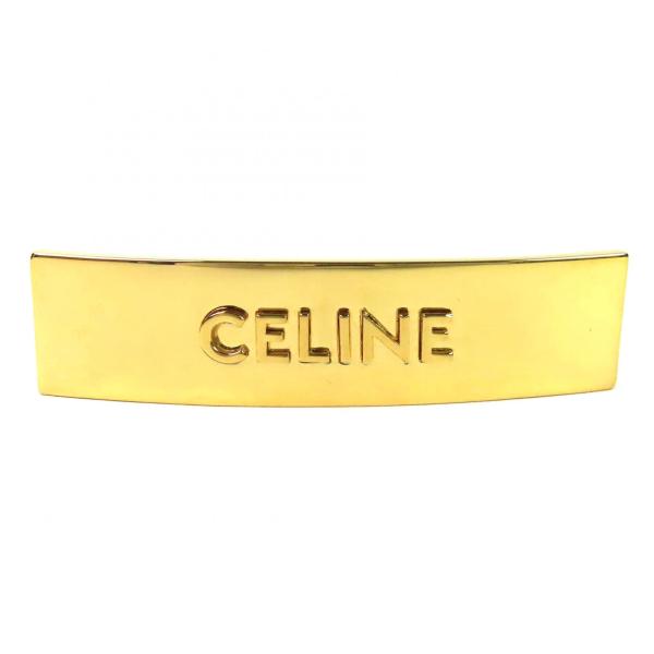 CELINE（セリーヌ） 極美品△CELINE ロゴ スクエア バレッタ 髪留め