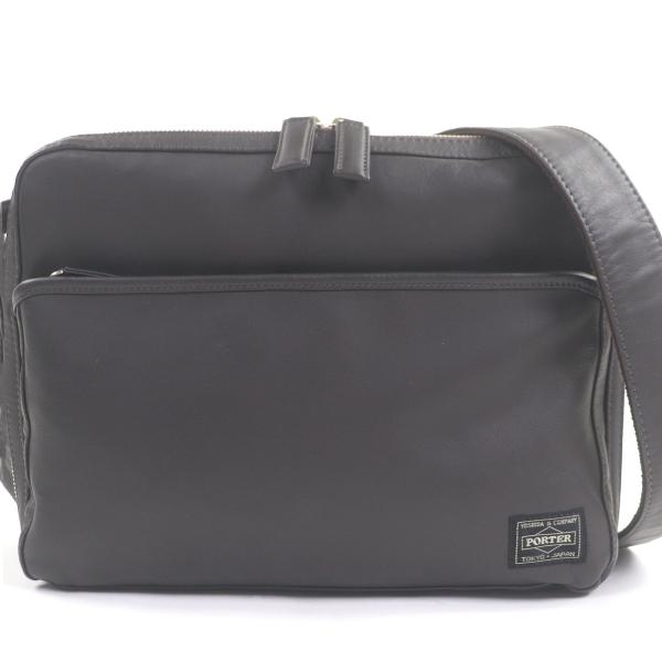 ✨美品✨PORTER AMAZE ショルダーバッグ ブラウン レザー ロゴ PORTER 極美品□PORTER ポーター AMAZE アメイズ レザー ショルダー