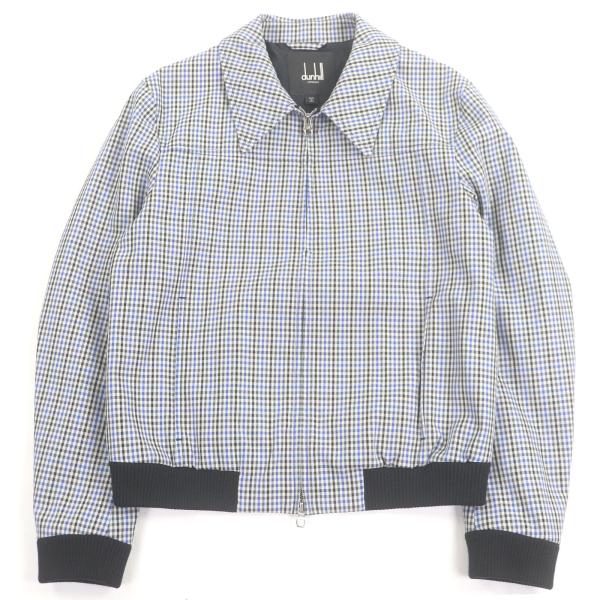 極美品△Dunhill ダンヒル コットン リネン ロゴジップ金具 ステッチデザイン 中綿ジャケット ボンバージャケット アイボリー 正規品 S dunhill（ダンヒル） 極美品□Dunhill チェック柄 ブルゾン スイング