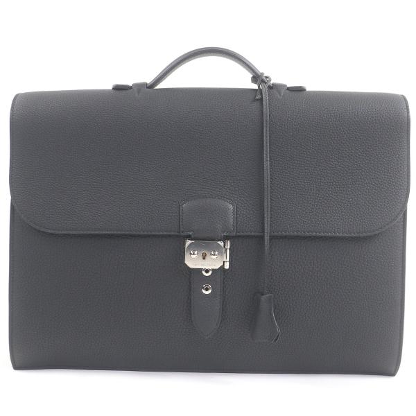 極美品□HERMES エルメス サック・ア・デペッシュ 38 トゴ シルバー金具 ブリーフケース ブラック T刻印 保存袋付き フランス製 メンズ HERMES（エルメス） 極美品□HERMES サック・ア・デペッシュ 38 トゴ