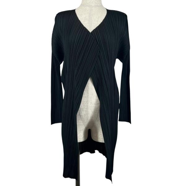 【極美品】PLEATS PLEASE イッセイミヤケ 変形カーディガン 黒 3 美品△PLEATS PLEASE プリーツプリーズ イッセイミヤケ PP55-JA103