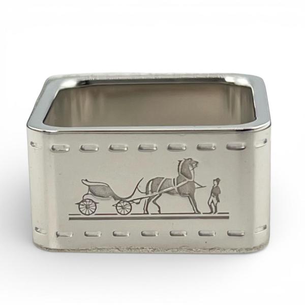 未使用品▲HERMES エルメス BOLDUC ボルデュック スクエア スカーフリング シルバー 箱・保存袋付き イタリア製 レディース