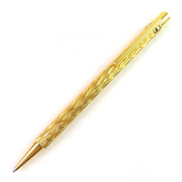美品△Cartier カルティエ マスト ドゥ カルティエ トリニティ ウェーブ柄 ツイスト式 ボールペン 希少 ゴールド メンズ 筆記確認済み Cartier（カルティエ） 美品△Cartier マスト ドゥ トリニティ