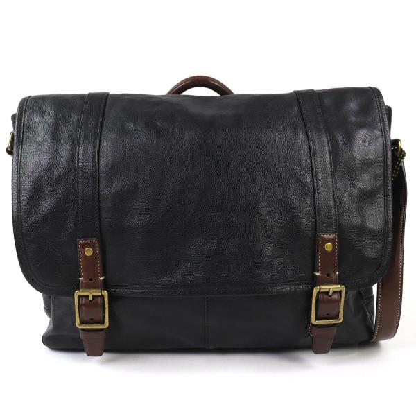 美品△COACH コーチ 70386 HARRISON LEATHER MEDIUM MESSENGER  ハリソンレザーミディアムメッセンジャー ショルダーバッグ ブラック ダークブラウン 保存袋付き メンズ COACH（コーチ） 美品△COACH 70386 HARRISON LEATHER MEDIUM