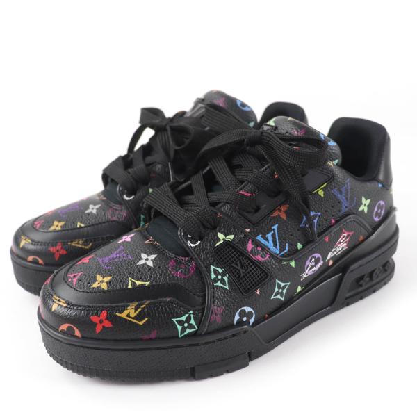 極美品☆Louis Vuitton  MURAKAMI ルイヴィトン 村上隆 2024年製 1AHEKU レザー ローカットスニーカー ブラック 35 保存袋付き イタリア製 レディース 定価255,200円 極美品☆Louis Vuitton MURAKAMI ルイヴィトン 村上隆 2024年製 1AHEKU