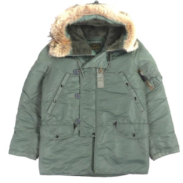 美品▼BUZZ RICKSONS バズリクソンズ BR12528 N-3B ファー・フード付き 中綿入り ジップアップ フライトジャケット ミリタリージャケット カーキ L 正規品 メンズ brand-td-store_00053230