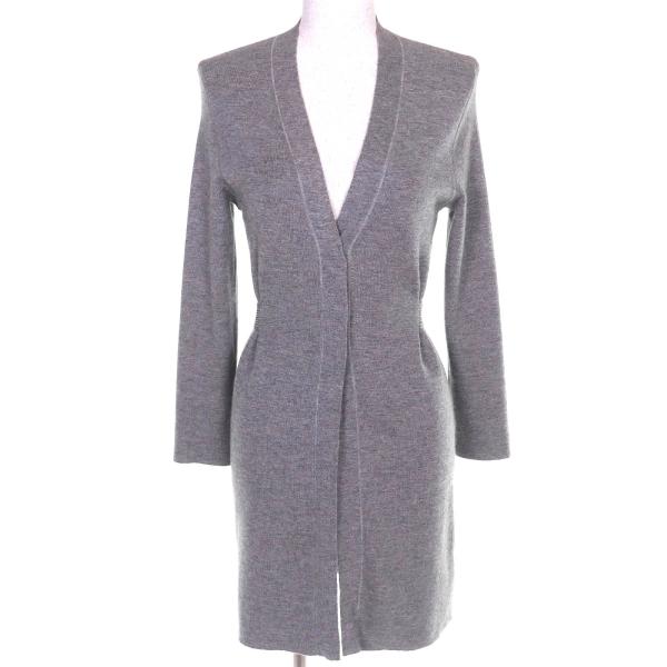 美品△Brunello Cucinelli ブルネロクチネリ カシミヤ シルク モニーレ装飾 Vネック 長袖 ロング ニット カーディガン グレー L イタリア製 正規品 レディース オススメ◎ 美品△Brunello Cucinelli ブルネロクチネリ カシミヤ シルク モニーレ