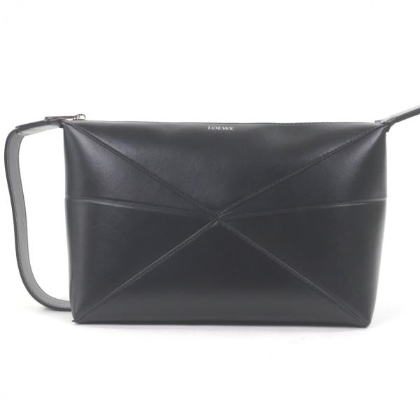 LOEWE ロエベ パズルフォルド ウォッシュバッグ C510WBPX01 セカンドバッグ クラッチ レザー ブラック/352592【中古】 LOEWE（ロエベ） 極美品□LOEWE C510WBPX01 パズル フォルド