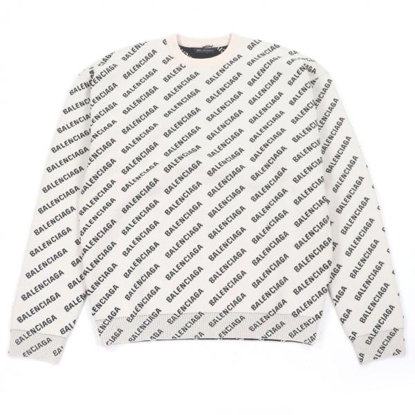 未使用品□BALENCIAGA バレンシアガ 702952 All Over Logo Sweaters オールオーバーロゴ 総柄 セーター ニット アイボリー XS イタリア製 正規品 メンズ BALENCIAGA（バレンシアガ） 未使用品□BALENCIAGA 702952 All Over
