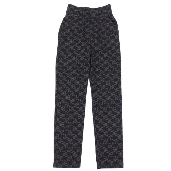 極美品▲FENDI フェンディ 2021年製 FLP631 コットン FFカリグラフィ ハイウエスト デニムパンツ 黒 36 イタリア製 正規品 レディース