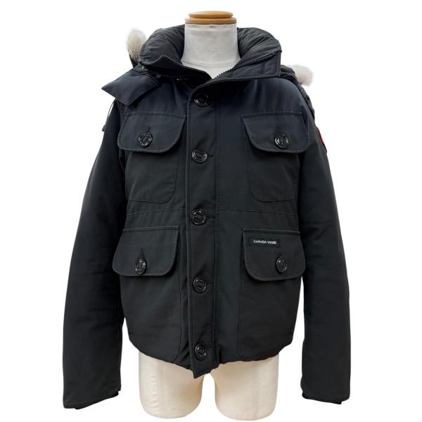 良品▼  カナダグース 2301JM RUSSELL ロゴワッペン ファー付 フーデッド WZIPUP ダウンジャケット ブラック カナダ製 正規品 CANADA GOOSE（カナダグース） 良品▽CANADA GOOSE 2301JM RUSSELL