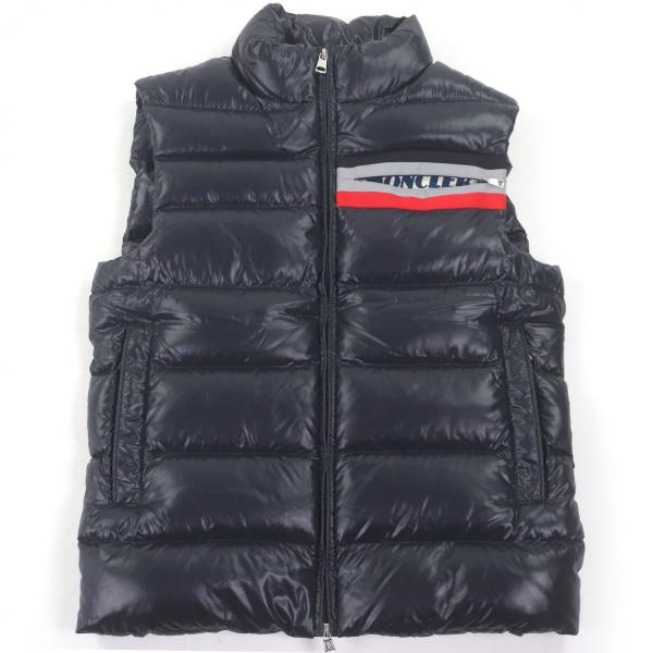 極美品□MONCLER モンクレール PARPAILLON GILET ロゴ入り スタンドカラー ダウンベスト ジレ パファーベスト ネイビー 1 正規品 メンズ MONCLER（モンクレール） 極美品□MONCLER PARPAILLON GILET ロゴ入り