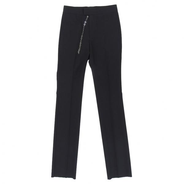 未使用品▲GIVENCHY ジバンシィ BM50V813MP ウール100% チェーン付き スラックス パンツ ブラック 44 イタリア製 正規品 メンズ