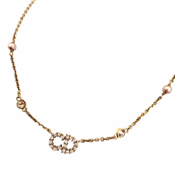 美品✨ディオール、Dロゴゴールドラインストーンレディースネックレス_297 極美品☆Christian Dior クリスチャンディオール N1033CDLCY Clair D
