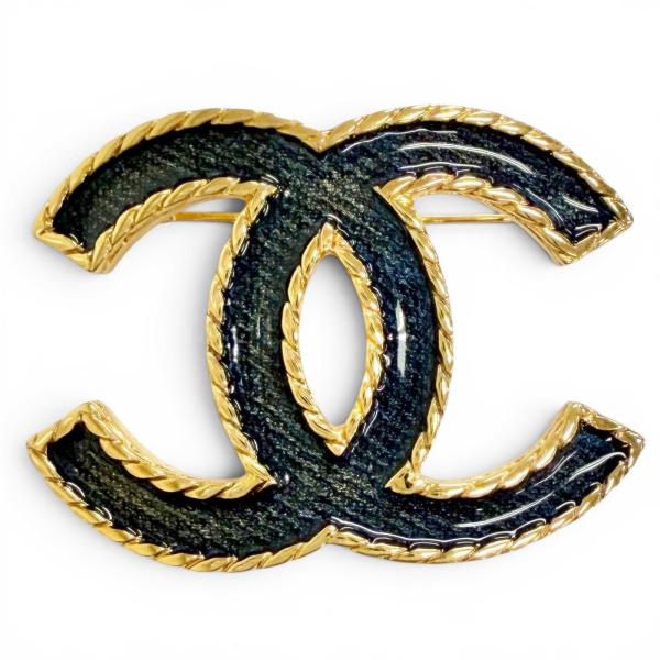 【極美品】シャネル ブローチ ココマーク 王冠 ゴールド金具 26 CHANEL（シャネル） 極美品△CHANEL I24P ABC726 ココマーク デニム