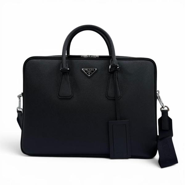 極美品▼PRADA プラダ 2VE022 サフィアーノレザー トライアングルロゴ 三角プレート 2WAY ブリーフケース ビジネスバッグ 定価715000円 定価715,000円 PRADA（プラダ） 極美品▽PRADA 2VE022 サフィアーノレザー