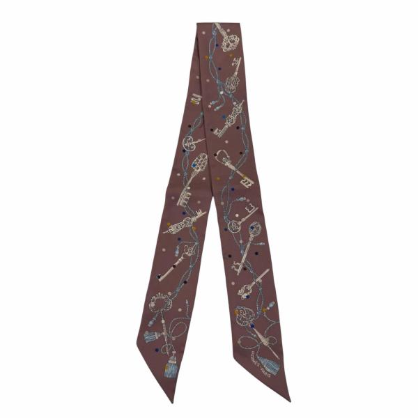 美品！！HERMESツイリー　レクレアポア　マロン HERMES（エルメス） 極美品☆HERMES ツイリー Les Cles a Pois