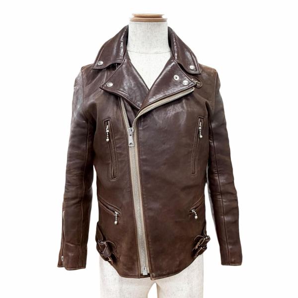 良品△Lewis Leathers ルイスレザー 391 ライトニング タイトフィット シープスキン ダブルライダースジャケット ブラウン 36 メンズ Lewis Leathers（ルイスレザー） 良品△Lewis Leathers 391