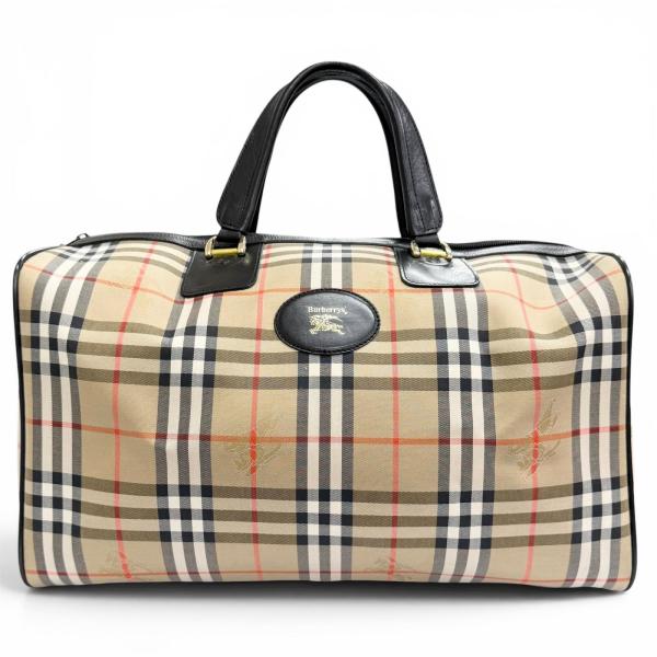 Burberryトートバックノバ チェックシャドーホース柄ヴィンテージバッグ美品 極美品△Burberrys バーバリー ヴィンテージ シャドーホース ノバ