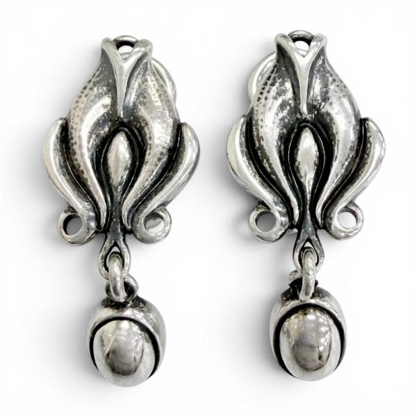 美品△Georg Jensen ジョージジェンセン ヘリテージコレクション 2012 イヤー 925 クリップ式 イヤリング 両耳用 シルバー 重量9.17g