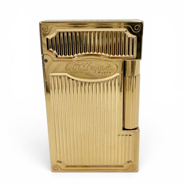 良品◇Dupont デュポン ライン２ アラベスク ロゴ刻印 ローラー式 ガスライター ゴールド フランス製 メンズ 着火確認済み ケース付き 良品◇Dupont デュポン ライン2 アラベスク ロゴ刻印 ローラー式 ガス