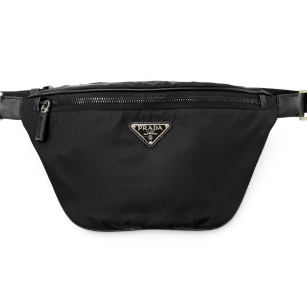 美品□PRADA プラダ 2VL033 トライアングルロゴ Re-Nylon サフィアーノレザー ボディバッグ ブラック イタリア製 メンズ 定価247500円 定価247,500円 PRADA（プラダ） 美品□PRADA 2VL033 トライアングルロゴ Re-Nylon
