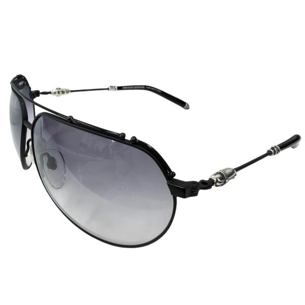 美品□CHROME HEARTS クロムハーツ KUF FANNAW II SV925使い クロス ツーブリッジ ティアドロップ サングラス 66□11-130 日本製 重量40g