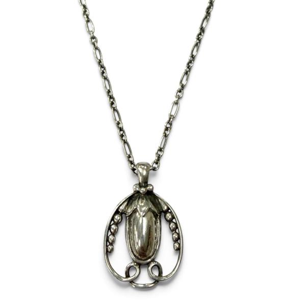 美品▼Georg Jensen ジョージジェンセン ヘリテージコレクション 1990 イヤー ペンダント 925 ネックレス シルバー 重量11.53g メンズ