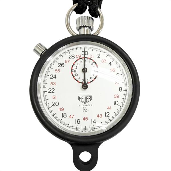 極美品□TAG Heuer タグホイヤー 手巻き ストップウォッチ タイマー ストラップ付き シルバー ブラック メンズ レディース 箱付き