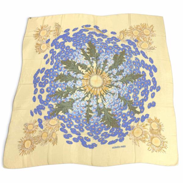 エルメス シルクモスリン カレ140 HERMES（エルメス） 美品☆HERMES カレ140 FLEURS et CARLINES