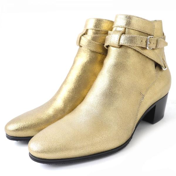 極美品△SAINT LAURENT PARIS サンローランパリ 316237 ベルト付 ワイアット ショートアンクルブーツ/ジョッパーブーツ ゴールド 38 伊製 極美品△SAINT LAURENT PARIS サンローランパリ 316237 ベルト付 ワイアット ショートアンクルブーツ/ジョッパーブーツ ゴールド 38 伊製