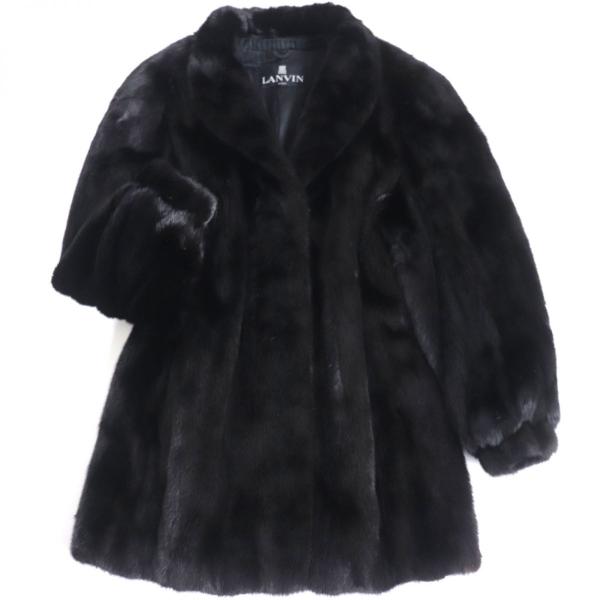 極美品▼LANVIN ランバン MINK ミンク 裏地ロゴ柄 本毛皮コート ブラック F 毛質艶やか・柔らか◎ brand-td-store_g01-st30210
