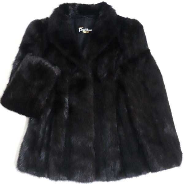 美品▼PARTINA　パルティーナ　MINK　ミンク　裏地ロゴ柄　本毛皮コート　ダークブラウン(ブラックに近い)　11号　毛質艶やか・柔らか◎ 美品▽PARTINA パルティーナ MINK ミンク 裏地ロゴ柄 本毛皮コート