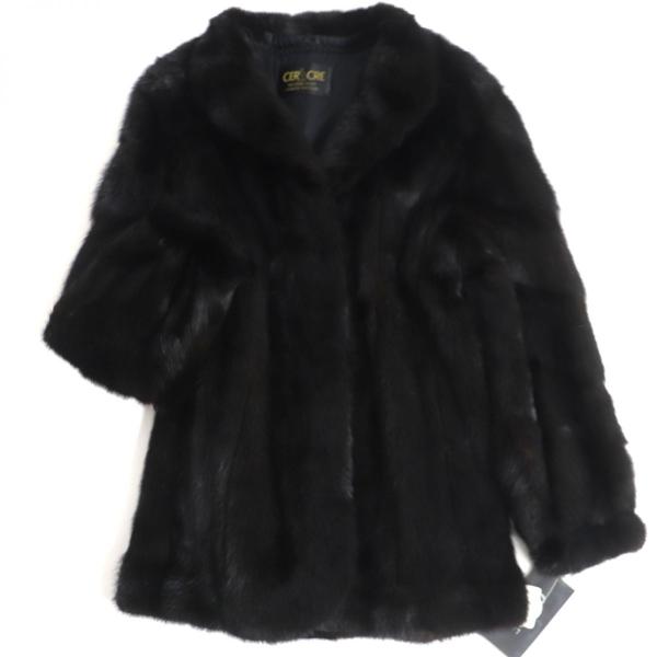 未使用品▽定価48万円 MINK ミンク 本毛皮コート ブラック 毛質艶やか