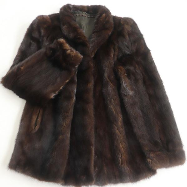 極美品☆MINK ミンク 本毛皮コート ブラウン 11号 毛質艶やか