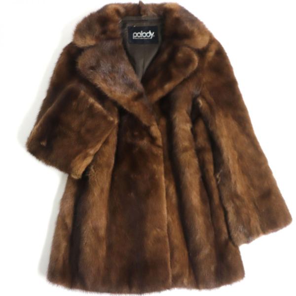 値下げ……美品……本毛皮ミンクのコート。毛並み良 美品▽Palody パロディ MINK ミンク 本毛皮コート ブラウン 毛質